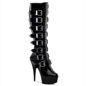 Platform Knee boots DELIGHT-2049 - Patent Black