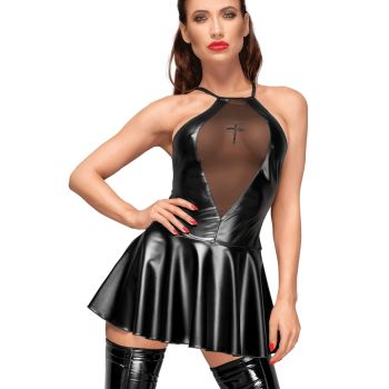 Power Wet Look Dress F184 with Mesh Insert