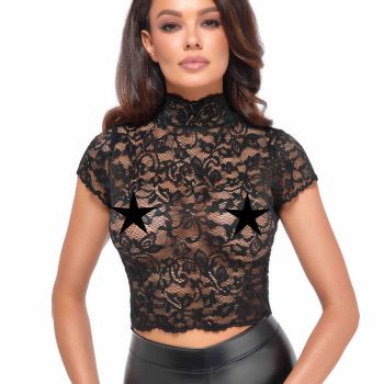 Lace Top with high collar F303