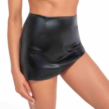 Asymmetrical Wet Look Miniskirt F305