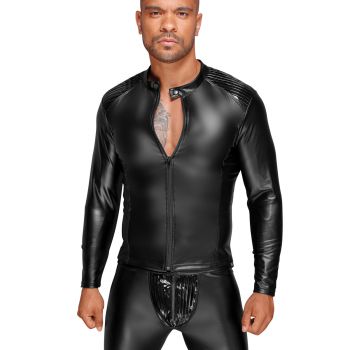 Mens Powerwetlook Jacket / Shirt H042 - Black