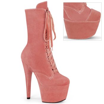 Platform Lace-Up Ankle Boots ADORE-1045VEL - Velvet Dusty Pink