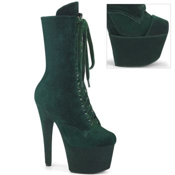 Platform Lace-Up Ankle Boots ADORE-1045VEL - Velvet Emerald Green
