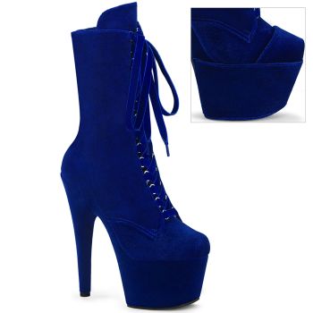 Platform Lace-Up Ankle Boots ADORE-1045VEL - Velvet Blue