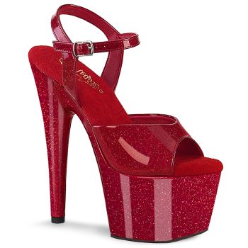 Platform High-Heeled Sandal ADORE-709GP - Glitter Ruby Red