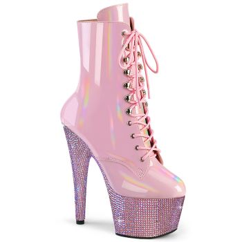 Platform Ankle Boots BEJEWELED-1020-7 - Baby Pink