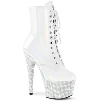 Platform Ankle Boots BEJEWELED-1020-7 - White