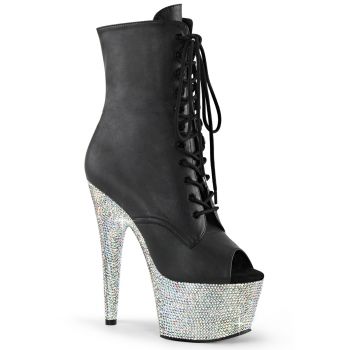Peep Toe ankle boots BEJEWELED-1021-7 - BLK/Silver