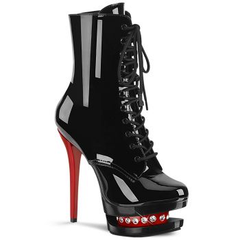 Platform Ankle Boots BLONDIE-R-1020 - Patent Black / Red