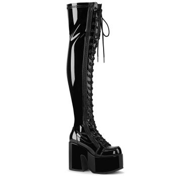 Gothic Platform Boots CAMEL-300 - Patent Black