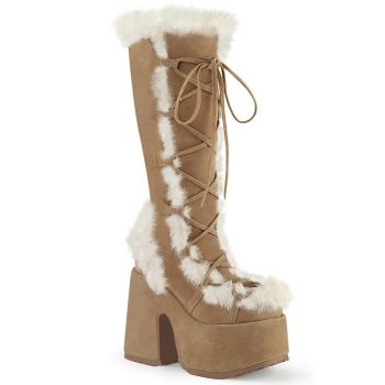Knee Boot CAMEL-311 - Faux Suede Camel