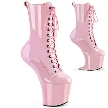 Heelless Platform Ankle Boots CRAZE-1040 - Patent Baby Pink