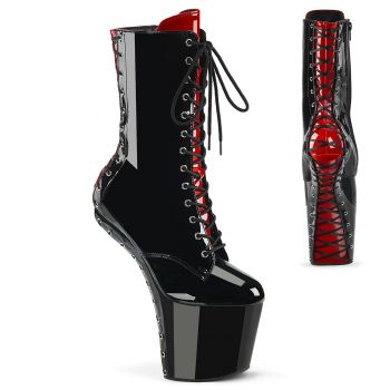 Heelless Platform Ankle Boots CRAZE-1040FH - Black/Red