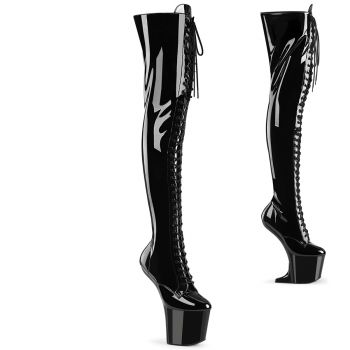 Heelless Overknee Boots CRAZE-3023 - Patent Black