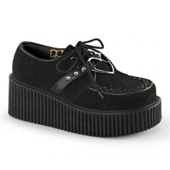 Platform Low Shoes CREEPER-206 - Faux Suede Black