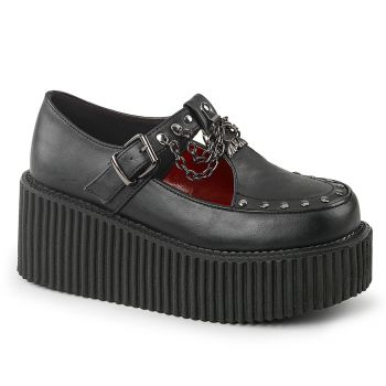 Platform Low Shoes CREEPER-214 - Faux Leather Black