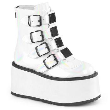 Platform Ankle Boots DAMNED-105 - Patent White