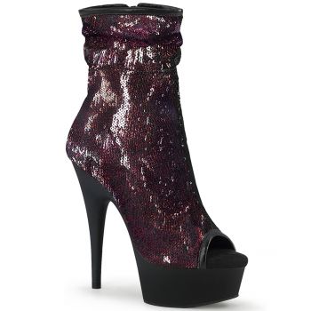Sequin Ankle Boots DELIGHT-1008SQ - Burgundy