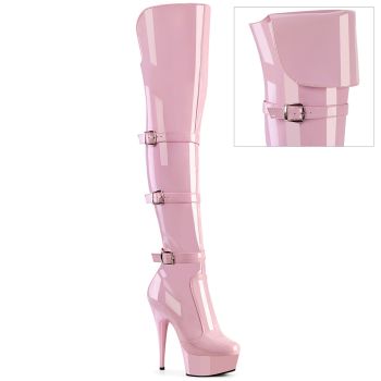 Platform Overknee Boots DELIGHT-3018 - Patent Baby Pink