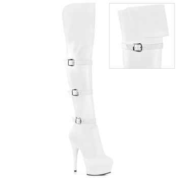 Platform Overknee Boots DELIGHT-3018 - Faux Leather White