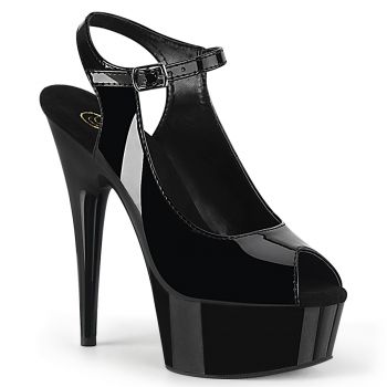 Platform Peep Toe Sandal DELIGHT-655 - Patent Black