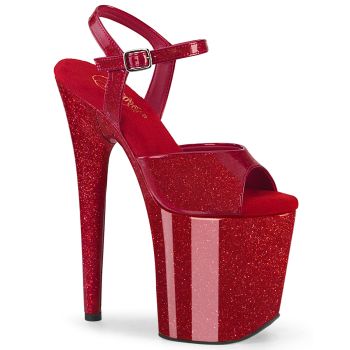 Extreme Platform Heels FLAMINGO-809GP - Glitter Ruby Red