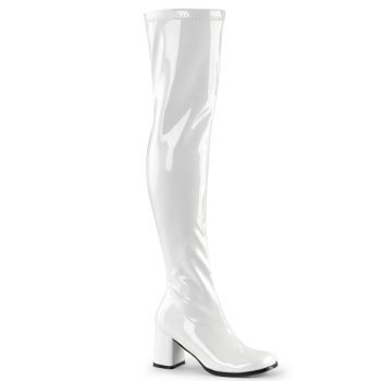 Overknee Boots GOGO-3000 - Patent White