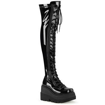 Gothic Platform Boots SHAKER-374 - Patent Black