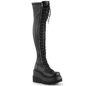 Platform Boots SHAKER-374 - Faux Leather Black