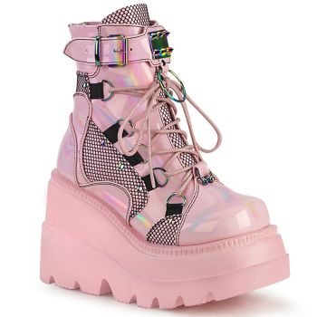 Gothic Ankle Boots  SHAKER-60 - Baby Pink Hologram