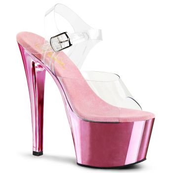 Platform High Heels SKY-308 - Baby Pink Chrome