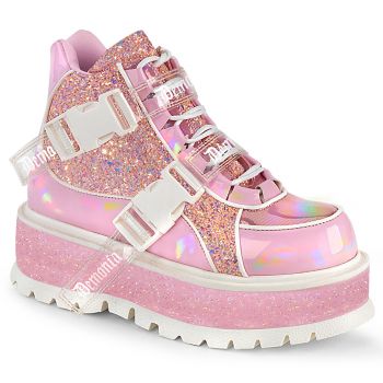 Platform Ankle Boots SLACKER-50 - Patent Baby Pink
