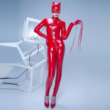 Stretch Vinyl Catsuit - Red*