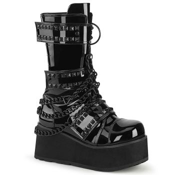 Platform Boots TRASHVILLE-138 - Patent Black