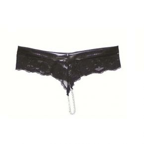 Lace/Wetlook Panty with Chain Crotch