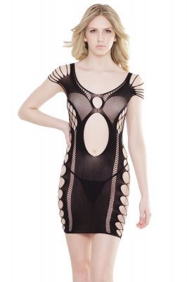 Straps Mini Dress with wide Cut-Outs - Black