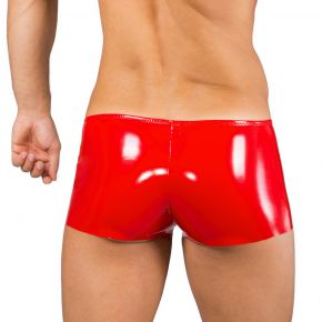 Mens Vinyl Boxer Shorts Pants - Red