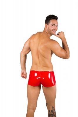 Mens Vinyl Boxer Shorts Pants - Red