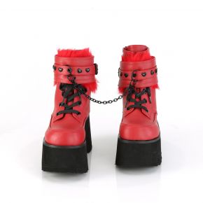 Gothic Ankle Boots ASHES-57 - Faux Leather Red