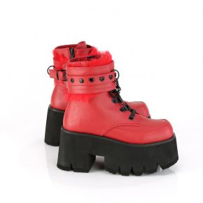 Gothic Ankle Boots ASHES-57 - Faux Leather Red
