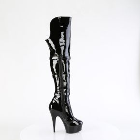 Platform Overknee Boots DELIGHT-3018 - Patent Black