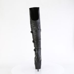Platform Overknee Boots DELIGHT-3018 - Faux Leather Black