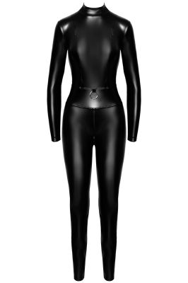 Powerwetlook Catsuit with metal ring CAGED F319