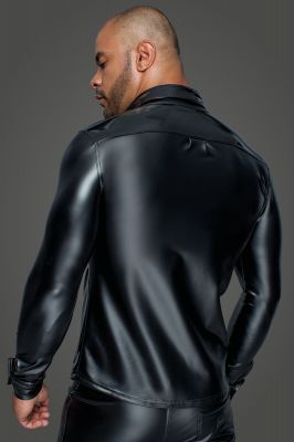 Power Wet Look Male Shirt H064 - Black