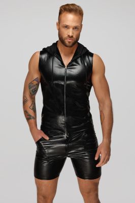 Snake Faux Leather Hoodie Shirt H066