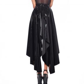 Long Vinyl Skirt O- Black