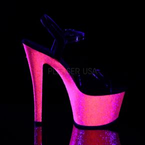 Platform High-Heeled Sandals SKY-309UVLG - Black/Neon Pink