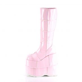 Platform Boots STACK-301 - Baby Pink Hologram