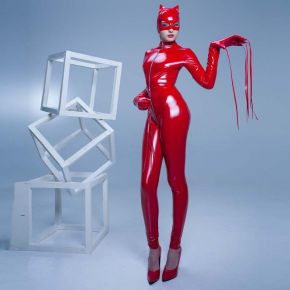 Stretch Vinyl Catsuit - Red